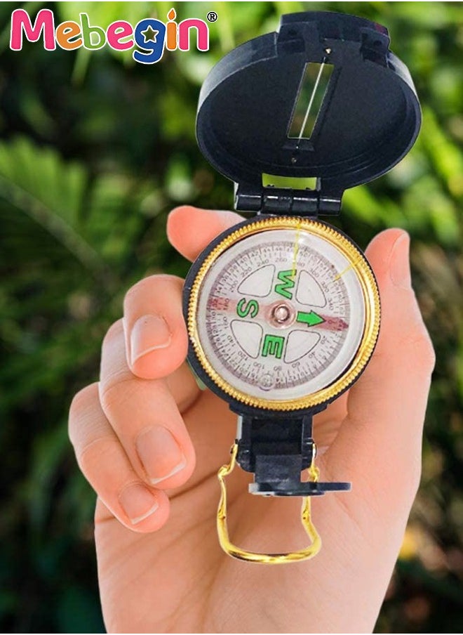 MEBEGIN - Kids Lensatic Compass, Geographic Compass, Explorer Compass with Functional Plastic Accurate Pointer, Magnifier and Sight Wire, Compass Sheet, Hiking Compass Navigation, for Hiking, Climbing, and Other Outdoors Activities - Image 1