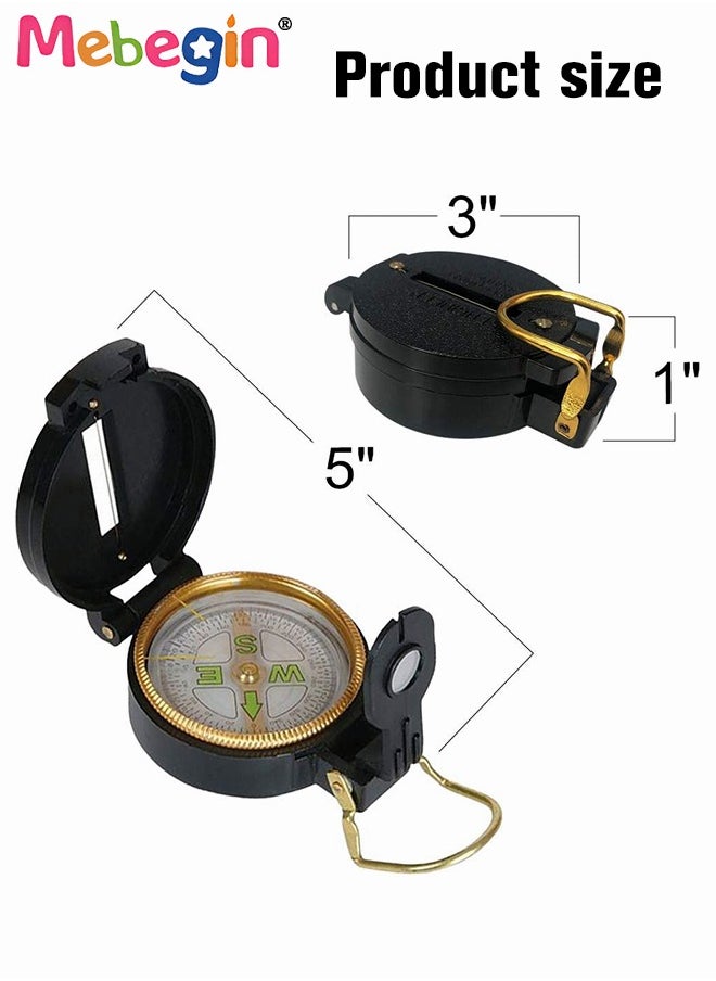 MEBEGIN - Kids Lensatic Compass, Geographic Compass, Explorer Compass with Functional Plastic Accurate Pointer, Magnifier and Sight Wire, Compass Sheet, Hiking Compass Navigation, for Hiking, Climbing, and Other Outdoors Activities - Image 1