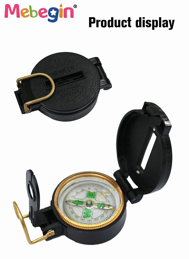MEBEGIN - Kids Lensatic Compass, Geographic Compass, Explorer Compass with Functional Plastic Accurate Pointer, Magnifier and Sight Wire, Compass Sheet, Hiking Compass Navigation, for Hiking, Climbing, and Other Outdoors Activities - Image 1