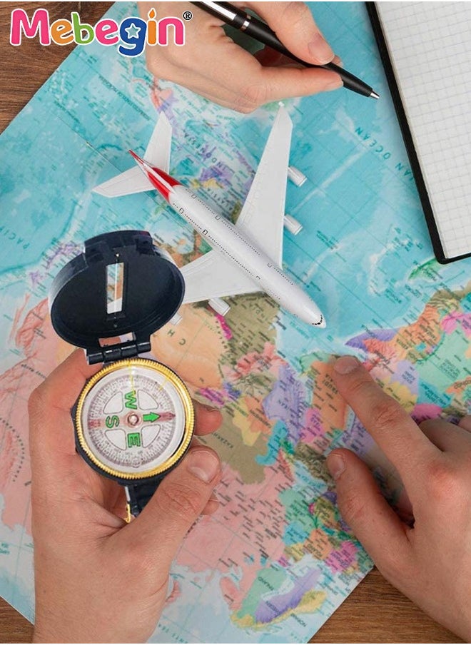 MEBEGIN - Kids Lensatic Compass, Geographic Compass, Explorer Compass with Functional Plastic Accurate Pointer, Magnifier and Sight Wire, Compass Sheet, Hiking Compass Navigation, for Hiking, Climbing, and Other Outdoors Activities - Image 1
