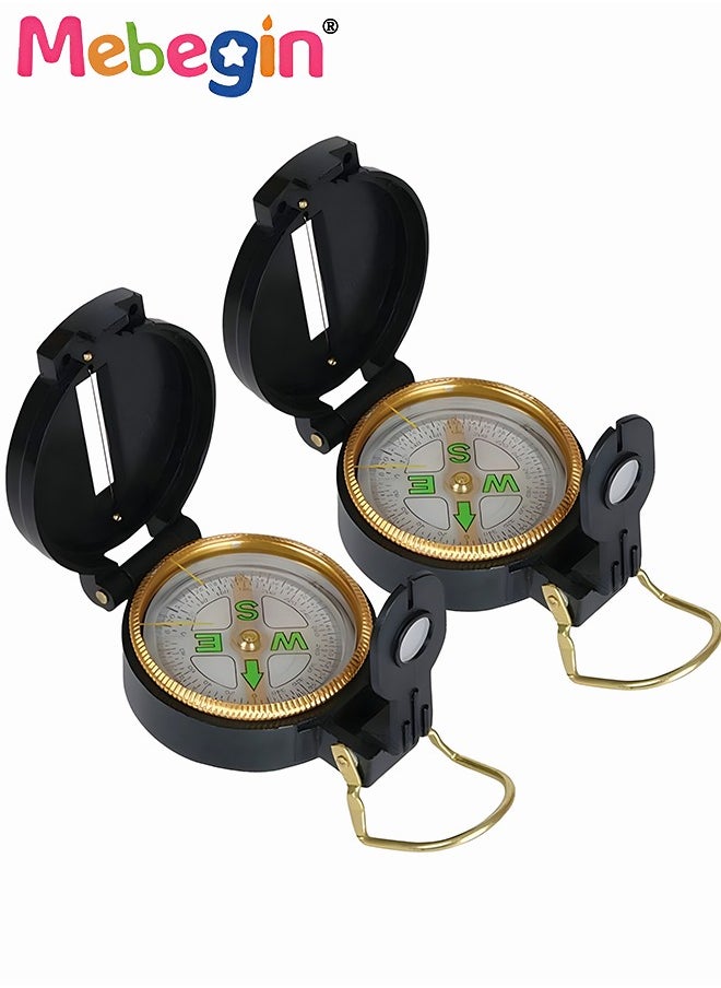MEBEGIN - Kids Lensatic Compass, Geographic Compass, Explorer Compass with Functional Plastic Accurate Pointer, Magnifier and Sight Wire, Compass Sheet, Hiking Compass Navigation, for Hiking, Climbing, and Other Outdoors Activities - Image 1