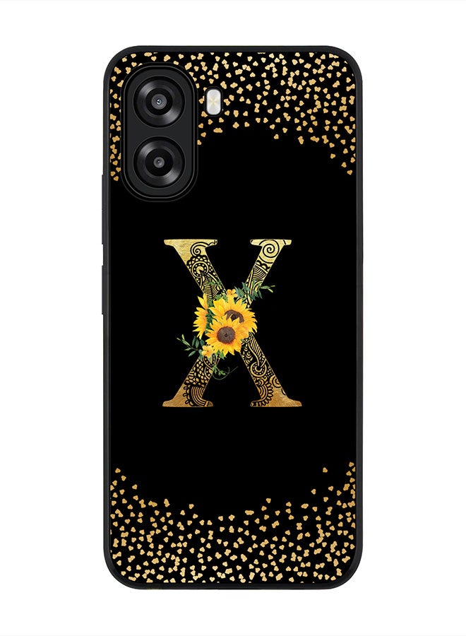 Stylizedd For Oppo A6x 5G / A6x 4G Case,Slim fit Camera Protection, Shockproof Thin Phone cover  - Custom Floral Monogram - X ( Black ) - Image 1