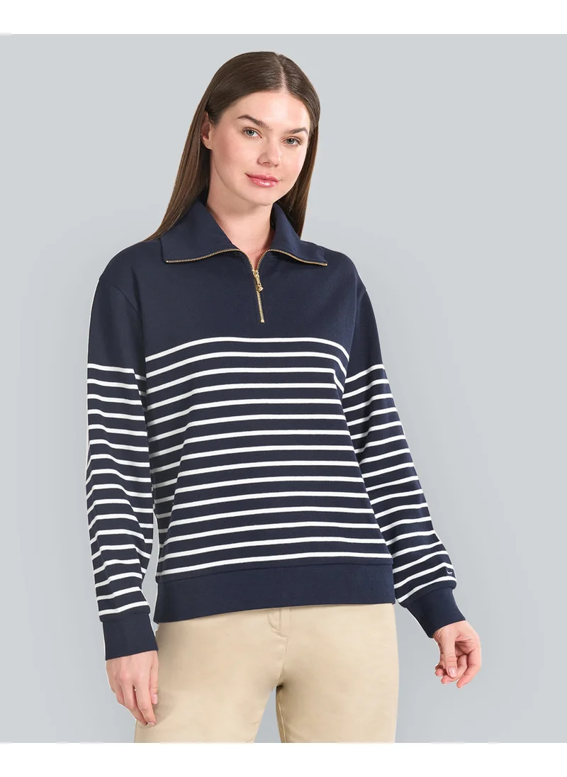 GANT Ribbed Breton Half-Zip Sweatshirt