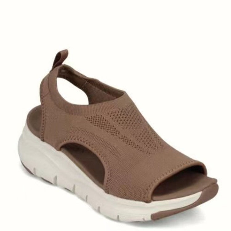 2022 New Plus Size Flyknit Platform Casual Sandals Peep Toe Breathable Summer Sports Sandals - Image 5