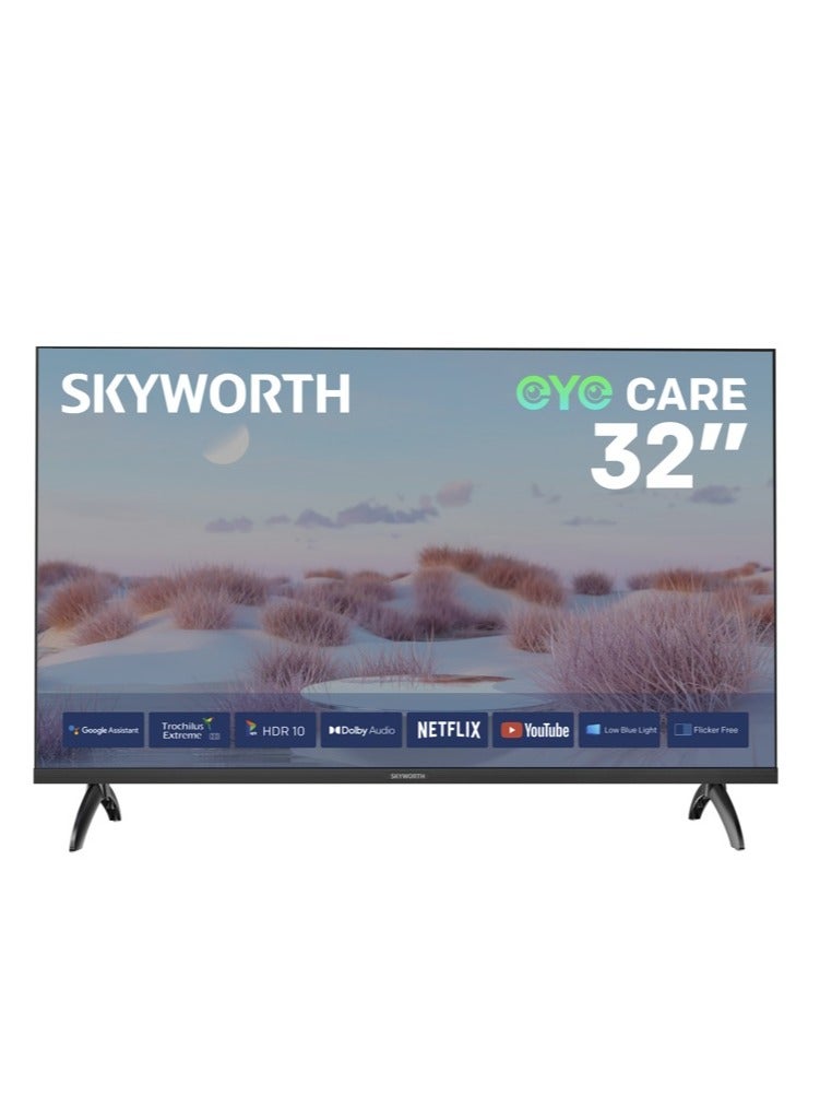 سكاي ورث تلفزيون ذكي 32 بوصة 2K LED، خالية من الوميض، نظام Android TV، تردد 60 هرتز، تقنية HDR10 وصوت Dolby، مساعد Google، 2025، ضمان سنتين، 32E5300H، أسود 32E5300H - Image 1