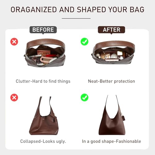 OAikor Purse Organizer Insert Compatible with Coach Brooklyn Shoulder Bag 39,Upgraded Lightweight Water-Resistant Dupontpaper Bag inner Shaper for Luxury Hobo Bags(39, White-Wine Red) - Image 5