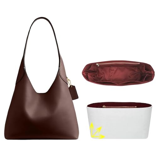 OAikor Purse Organizer Insert Compatible with Coach Brooklyn Shoulder Bag 39,Upgraded Lightweight Water-Resistant Dupontpaper Bag inner Shaper for Luxury Hobo Bags(39, White-Wine Red) - Image 1