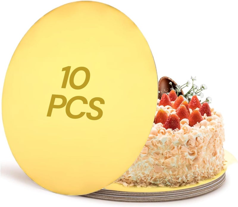 Papyrus 8-Inch Round Cake Base Boards | MDF Cake Plate, Gold, Set of 10 | Disposable Cake Circles, Scalloped Cardboard Cake Boards for Cakes, Pastries, & Desserts | Premium Cake Base Circles - Image 2