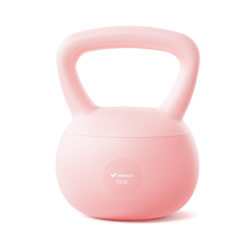 MERACH Soft Kettlebells, Strength Training Kettlebell with Wide Non-Slip Handle, Sea and Iron Sand Filled Kettle Bell with Soft-Sided Cushioned Base for Home Workouts, Ideal for Men, Women(Pink 15lbs) - Image 1