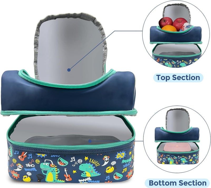 EXILOM حقيبة غداء للأطفال، حقيبة غداء للبنات والأولاد، حقيبة غداء بعزل حراري، حقيبة للتوائم والمراهقين، حقيبة سفر مدرسية، حاملة زجاجة ماء وعلبة غداء بحزام قابل للتعديل - Image 4