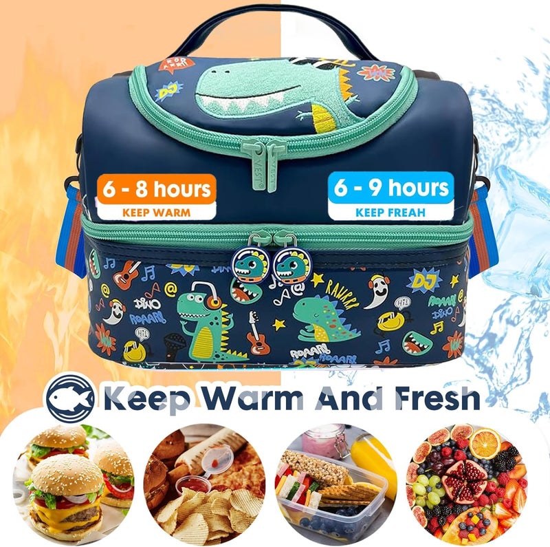 EXILOM حقيبة غداء للأطفال، حقيبة غداء للبنات والأولاد، حقيبة غداء بعزل حراري، حقيبة للتوائم والمراهقين، حقيبة سفر مدرسية، حاملة زجاجة ماء وعلبة غداء بحزام قابل للتعديل - Image 2