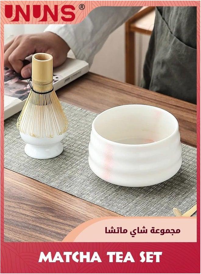 يو إن يو إن أس Matcha Tea Whisk Set,4-Piece And Bowl Ceremony Accessory Kit,Pink Stripe Ceramic Bowl,Matcha Whisk,Traditional Scoop,Perfect Set To Prepare A Traditional Cup Of - Image 3