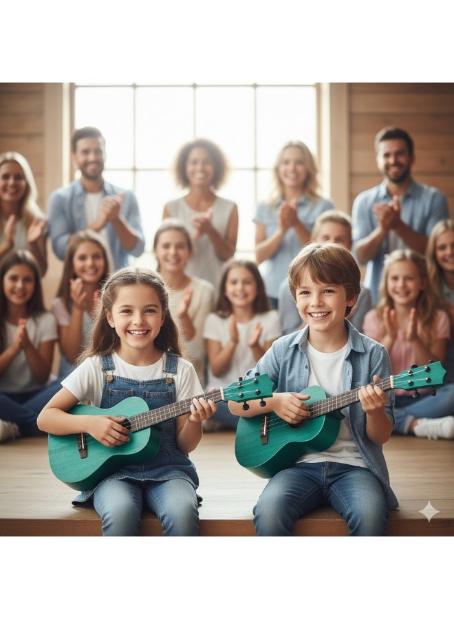 Megarya 24-Inch Concert Ukulele for Beginners & Kids | Mahogany Wood Hawaii Style Ukulele |Green Finish - Image 2