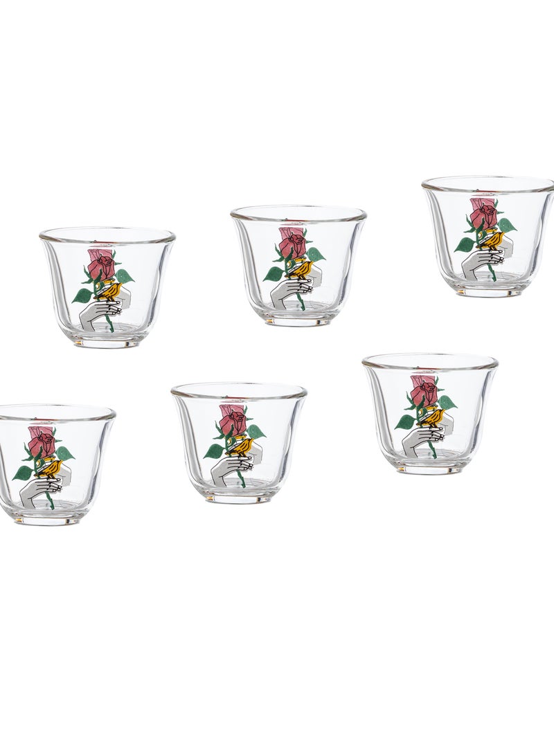 لومينارك طقم فناجين قهوة سعودية من الزجاج مع رسومات عصرية مكون من 6 فناجين - Image 2