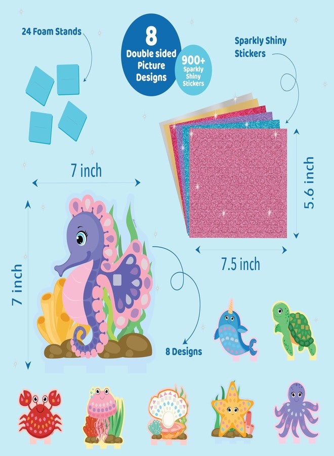 jackinthebox Art and Craft Activity Kit, Sparkly Sticker Fun Under The Sea, DIY Stickers for Kids, Toys for Story Telling, Mess Free Peel and Stick Mosaic Kit, Great Gifts for Girls & Boys age 3 4 5 6 - Image 2