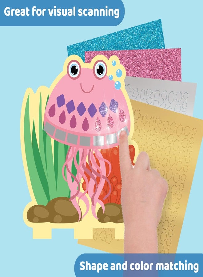 jackinthebox Art and Craft Activity Kit, Sparkly Sticker Fun Under The Sea, DIY Stickers for Kids, Toys for Story Telling, Mess Free Peel and Stick Mosaic Kit, Great Gifts for Girls & Boys age 3 4 5 6 - Image 3