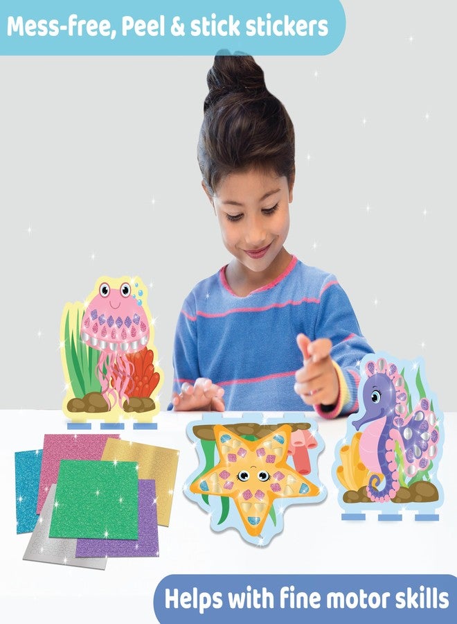 jackinthebox Art and Craft Activity Kit, Sparkly Sticker Fun Under The Sea, DIY Stickers for Kids, Toys for Story Telling, Mess Free Peel and Stick Mosaic Kit, Great Gifts for Girls & Boys age 3 4 5 6 - Image 4