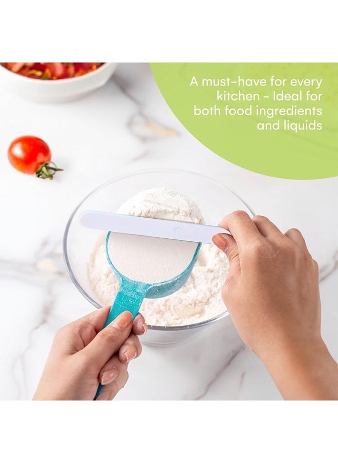 Hihonor - 9 PCS Plastic Measuring Cups Set, Accurate Measurements, Compact Stackable Design, Multicolored Cups and Transparent Main Measurer, Food-Grade Material for Kitchen Cooking, 5.2"x4.3"x7.4" - Image 1