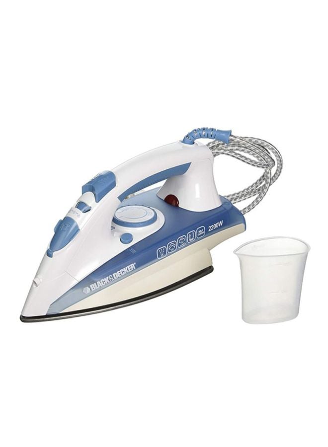 BLACK+DECKER Steam Iron, Non-Stick Soleplate, Vertical Steam Function, Adjustable Temperature & Steam, Dry/Spray/Steam Modes, Burst Steam Option, Measuring Cup Included, 220 ml 2200 W X2000-B5 Blue/White - Image 2