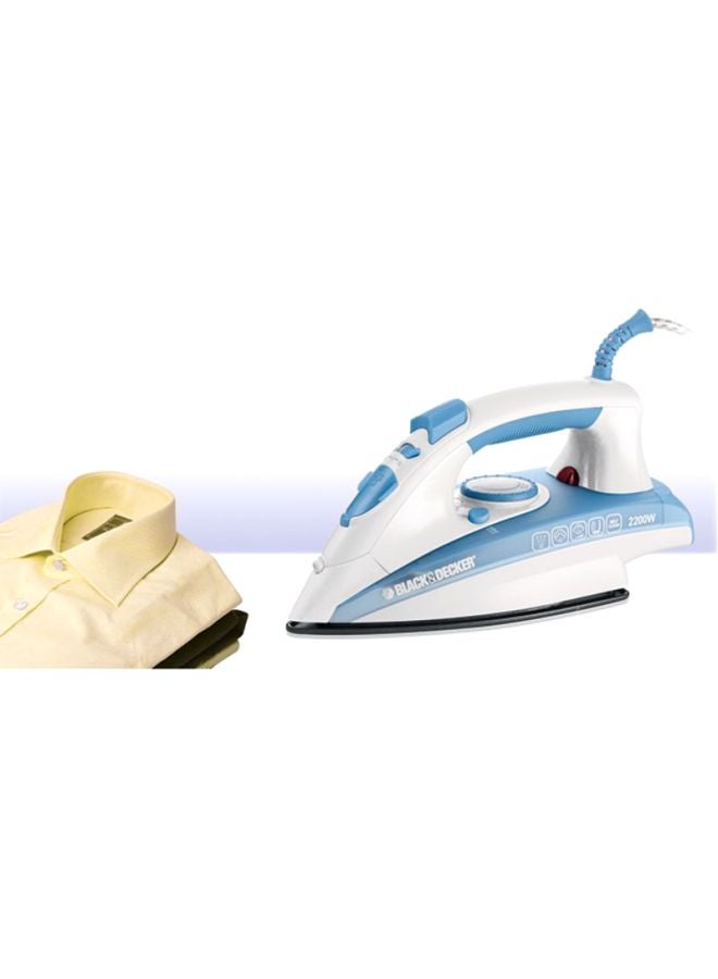 BLACK+DECKER Steam Iron, Non-Stick Soleplate, Vertical Steam Function, Adjustable Temperature & Steam, Dry/Spray/Steam Modes, Burst Steam Option, Measuring Cup Included, 220 ml 2200 W X2000-B5 Blue/White - Image 5