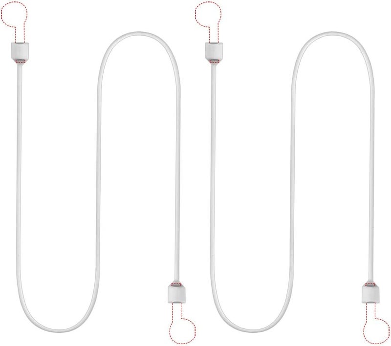 SCSpecial 2 Pieces Magnetic Closure Anti-lost Strap Compatible with Apple AirPods Pro/3/2/1 Wireless Headphone - White - Image 1