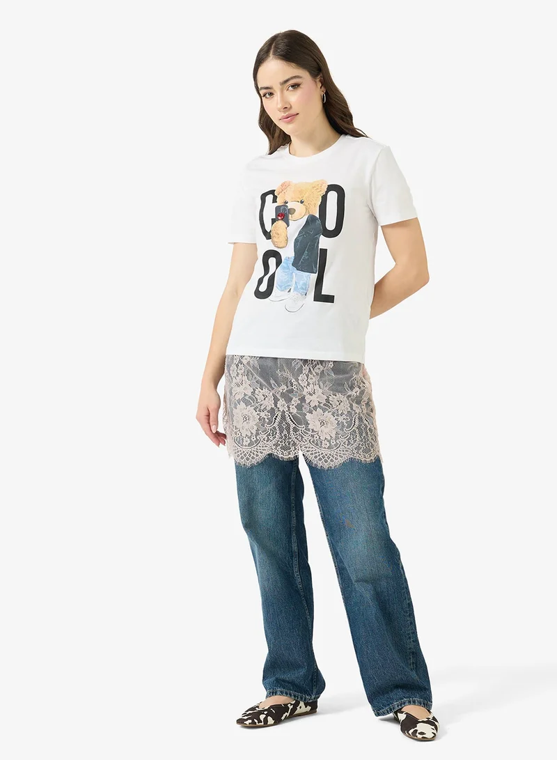 ONLY  Onl Teddy Crew Neck T-Shirt for Women | Best Price UAE