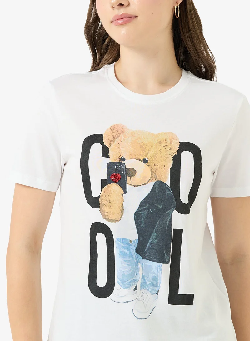 ONLY  Onl Teddy Crew Neck T-Shirt for Women | Best Price UAE