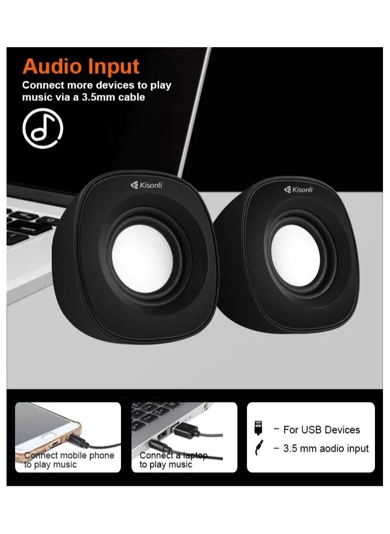 Kisonli - Multimedia Speakers Set AUX in 1.5 W2speakers USB 2.0 Speaker With Volume Control- KISONLI V350 - Image 1