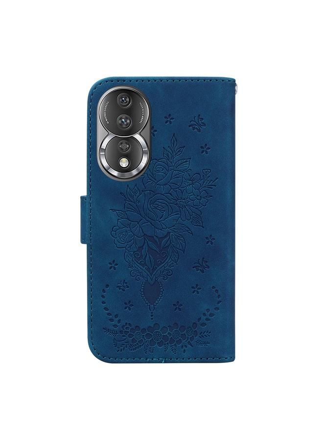 اس-توب جراب هاتف Honor 80 من الجلد المنقوش بنقشة الفراشة الوردية - Image 3