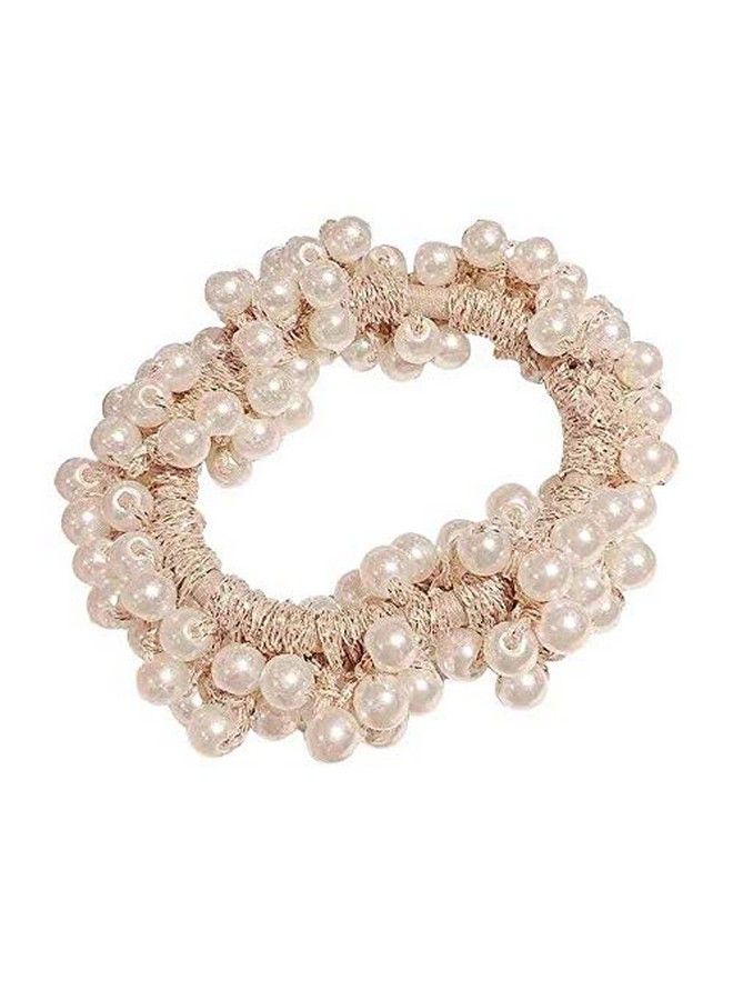 manipepe 4 Pack Simulated Pearl Elastics Hair Ties Women Ponytail Holder Bracelets - Image 5