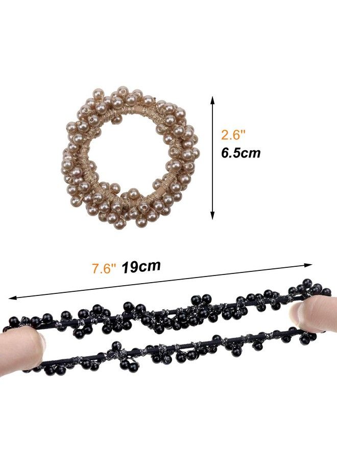 manipepe 4 Pack Simulated Pearl Elastics Hair Ties Women Ponytail Holder Bracelets - Image 3