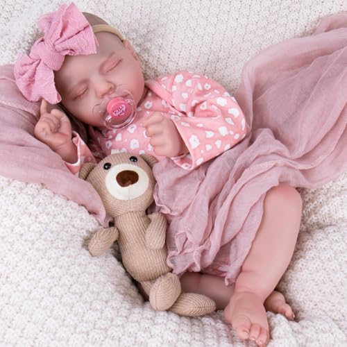 Aori Realistic Reborn Baby Doll 20 Lifelike Newborn Girl with Weighted Cloth Body Packed with Bottle Pacifier Outfit Set for Kids Collectors - Image 5