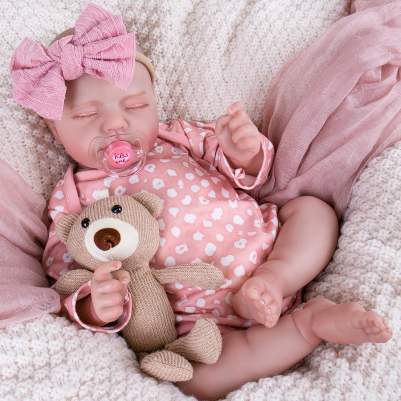 Aori Realistic Reborn Baby Doll 20 Lifelike Newborn Girl with Weighted Cloth Body Packed with Bottle Pacifier Outfit Set for Kids Collectors - Image 3