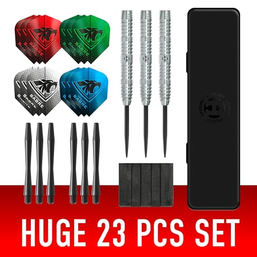 Harrows Sabre 90% Tungsten Steel Tip Darts Set I 21g to 26g All Weights Available I Huge 24pcs Bundle with Spare Shafts, Prime Flights & Travel Case 24 g - Image 2