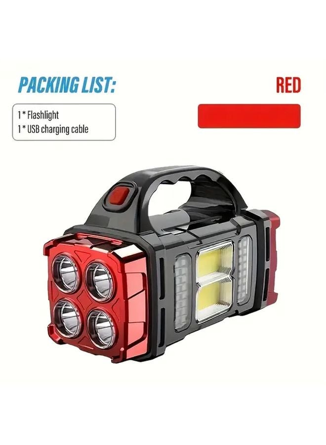 Red LED Tactical Flashlight Dual Light Source High Lumen Adjustable Beam for Camping Hiking Emergency - Image 1