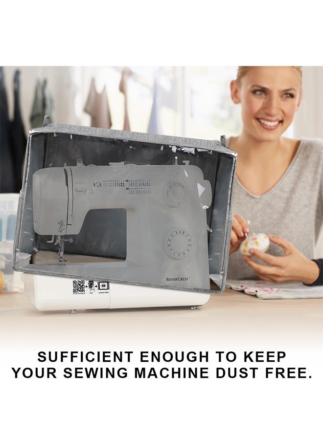 DUNISO Sewing Machine Dust Cover, sewing machine cover, household sewing machine storage bag，with storage bag, suitable for most standard sewing machines and sewing accessories, 43 * 21 * 32 cm，grey - Image 4