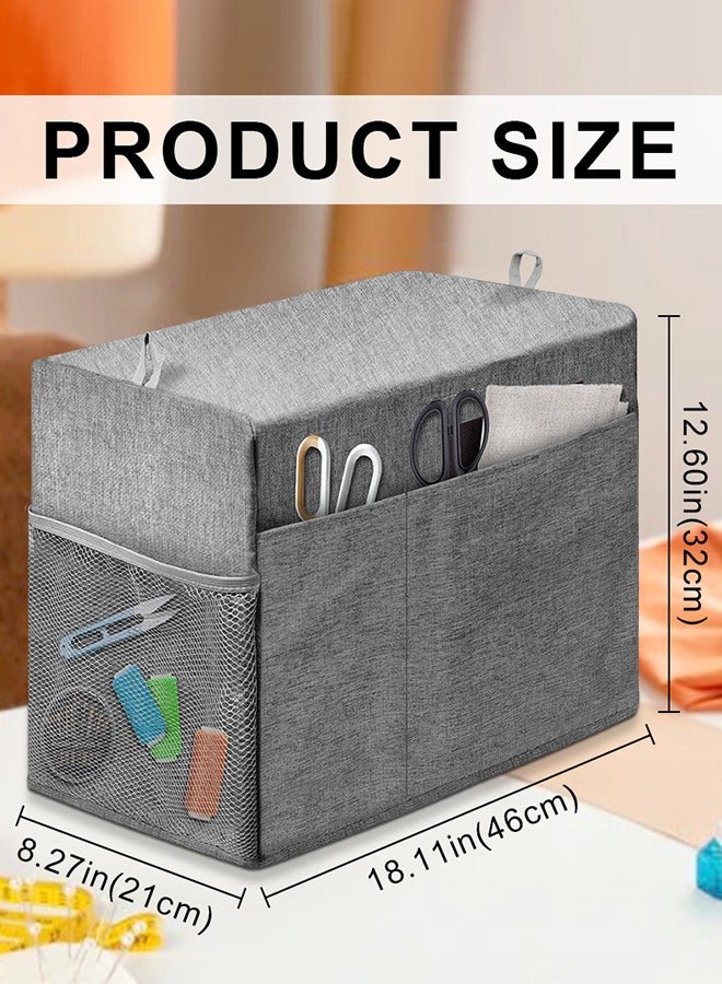 DUNISO Sewing Machine Dust Cover, sewing machine cover, household sewing machine storage bag，with storage bag, suitable for most standard sewing machines and sewing accessories, 43 * 21 * 32 cm，grey - Image 2
