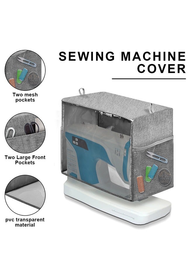 DUNISO Sewing Machine Dust Cover, sewing machine cover, household sewing machine storage bag，with storage bag, suitable for most standard sewing machines and sewing accessories, 43 * 21 * 32 cm，grey - Image 3