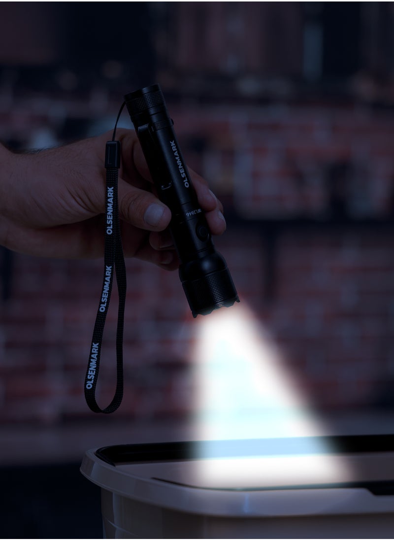 Olsenmark - Olsenmark 10W Cree LED Flashlight-OMFL2846 / with USB Wire, 560 Lumens, Type-C Charging, 16.7 Hours Working Time, 272 Meters Real Range Distance Made from Aircraft Aluminum Alloy, Different Switch Modes, High Capacity Lithium Battery , Life Time Warranty for LED - Image 1