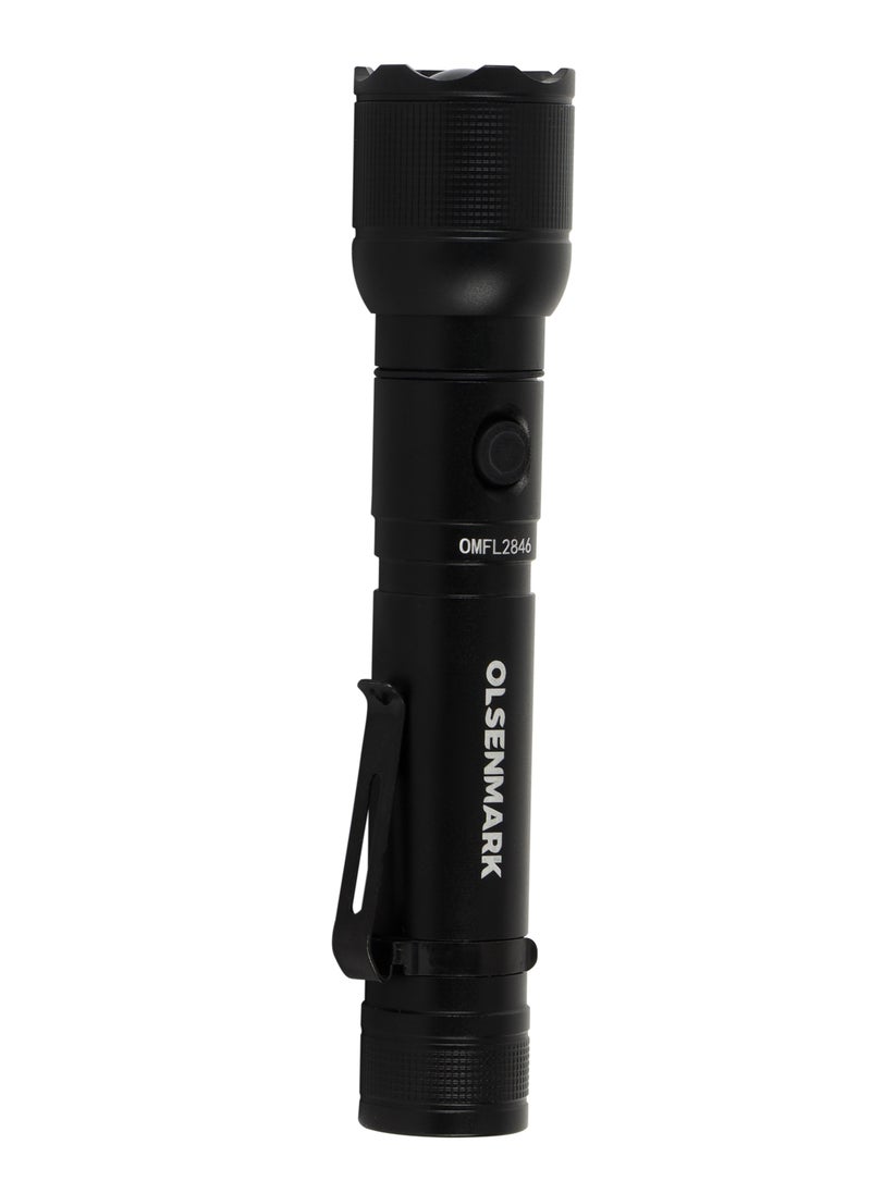 Olsenmark - Olsenmark 10W Cree LED Flashlight-OMFL2846 / with USB Wire, 560 Lumens, Type-C Charging, 16.7 Hours Working Time, 272 Meters Real Range Distance Made from Aircraft Aluminum Alloy, Different Switch Modes, High Capacity Lithium Battery , Life Time Warranty for LED - Image 1