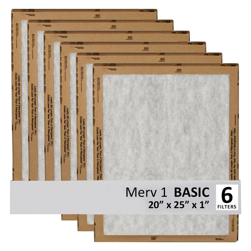 Filtrete 20x25x1 Air Filter 3M MERV 1 HVAC AC Furnace Filter Replacement 6Pack Actual Size 1969x2469x088 in