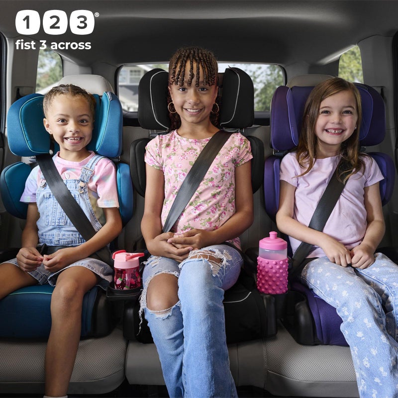 Diono Connect3 R 2-in-1 High Back Booster, Slim Fit 3-Across in Many Mid-Sized Sedans and SUVs, for Children from 40-120 lbs., Lightweight with Cupholder, Black Storm - Image 3