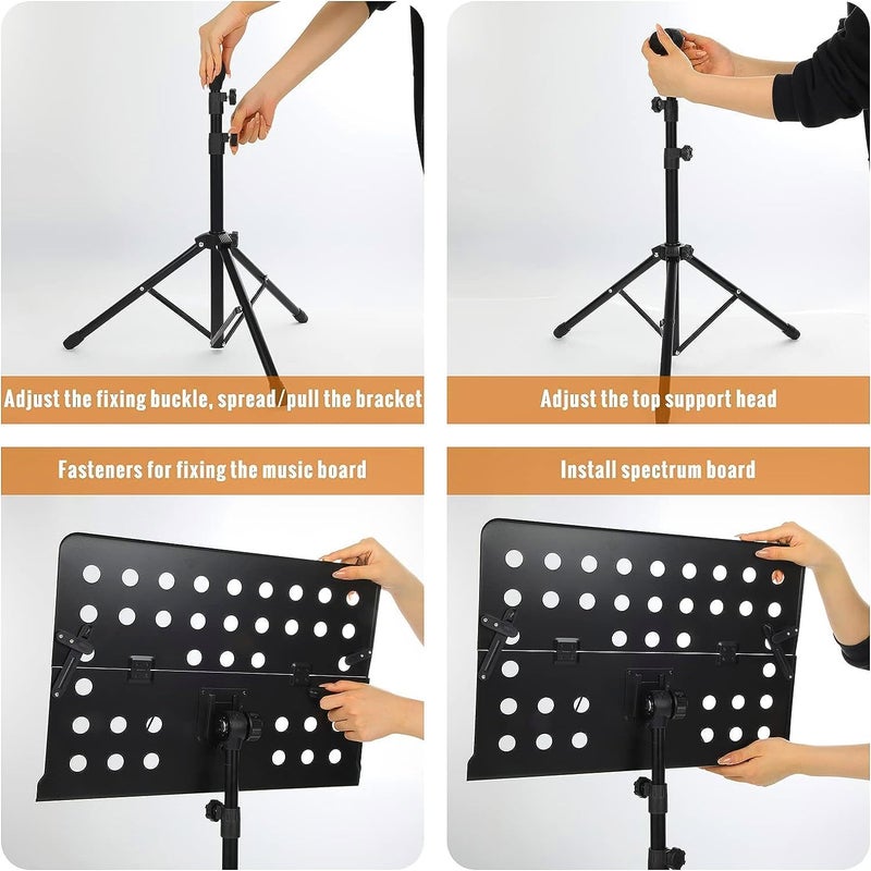 Softline Pro Metal Music Stand, Portable & Foldable Professional Perforated Notation Stand, Tabletop Music Book Stand for Guitar, Ukulele, Violin Players (SP02 - Two Fold) - Image 4