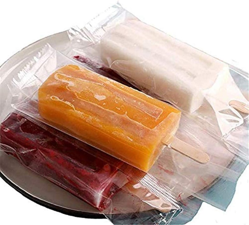 Weilan Ice Popsicles Bags Thick Frozen Pops Ice Cream Plastic Wrappers for Candy Food Grade Hot Sealing Packing Containers (200Pcs ,Clear) - Image 1