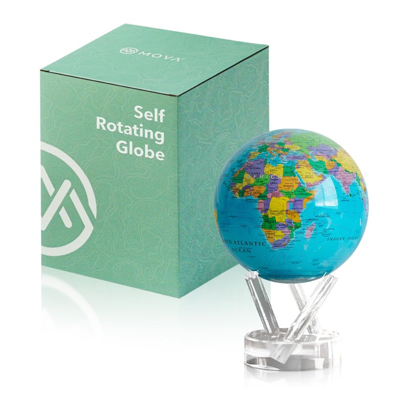 MOVA Globe Ocean Blue Political Map Classic 45 Rotating World Globe Powered by Light Educational Home Decor No Batteries or Wires Needed - Image 2