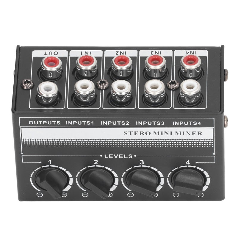 Mini Passive Stereo Mixer: 4 Channel Metal Shell - Zero Background Noise Portable Sound Mixer for Home Studio, Live Performances and On-the-Go Audio Setup - Image 5