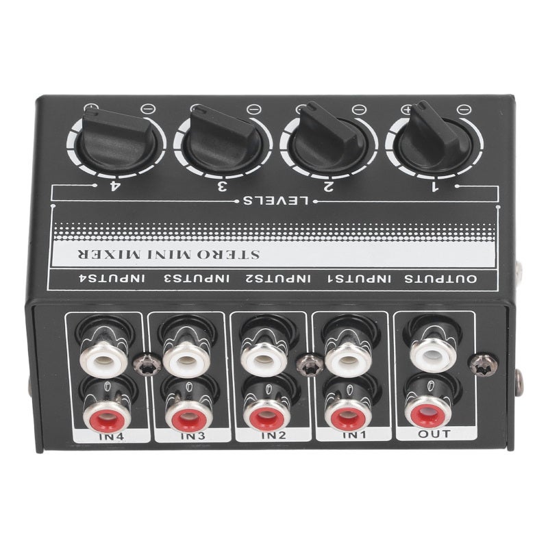 Mini Passive Stereo Mixer: 4 Channel Metal Shell - Zero Background Noise Portable Sound Mixer for Home Studio, Live Performances and On-the-Go Audio Setup - Image 2
