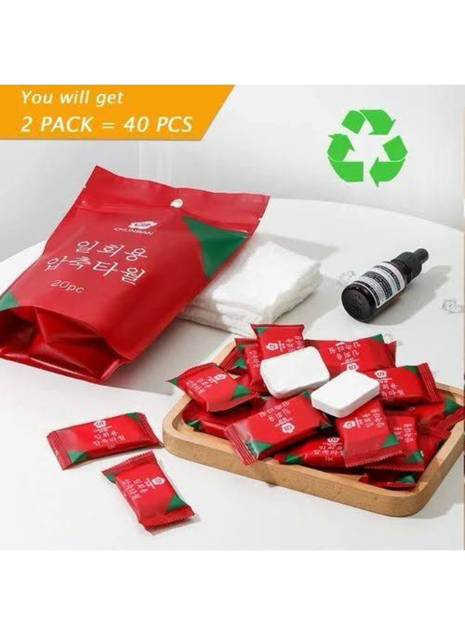 مناديل مضغوطة للاستعمال مرة واحدة – عبوة يوجد داخلها 20 كبسولة مناديل قطنية محمولة تتوسع بالماء للسفر والتخييم والعناية الشخصية - Image 4