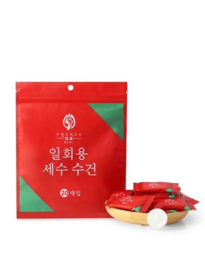 مناديل مضغوطة للاستعمال مرة واحدة – عبوة يوجد داخلها 20 كبسولة مناديل قطنية محمولة تتوسع بالماء للسفر والتخييم والعناية الشخصية - Image 1