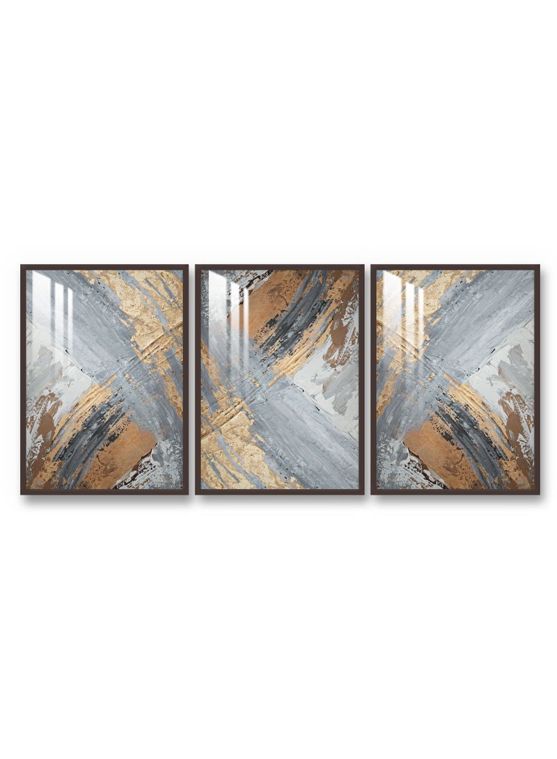 Marktna Three Wall Panels 150x70cm With an Modern Design,Brown Frame and a Transparent Acrylic Layer0.5kg - Image 2